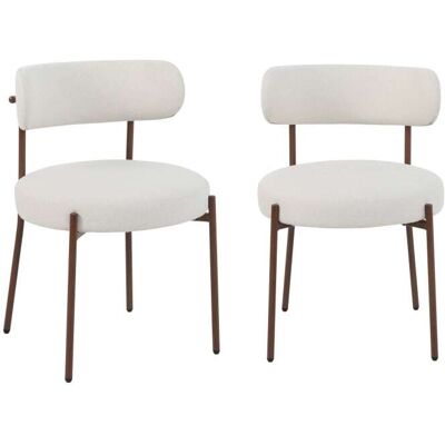 Baita Lot de 2 chaises tissu beige pieds métal finition noyer Beige 51x75x51cm - Publicité Baita Lot de 2 chaises tissu beige pieds métal finition noyer Beige 51x75x51cm - Publicité