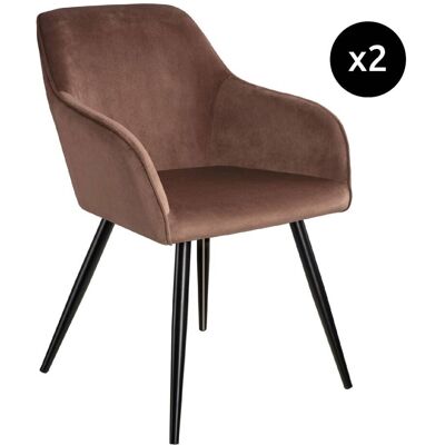 Tectake Ensemble de 2 chaises en cuir synthétique Marron 62x82x58cm - Publicité Tectake Ensemble de 2 chaises en cuir synthétique Marron 62x82x58cm - Publicité