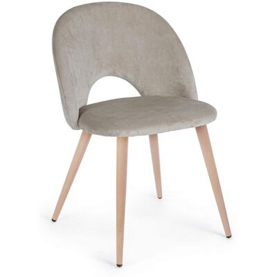 Bizzotto Chaise velours gris tourterelle Beige 60x82x53cm - Publicité Bizzotto Chaise velours gris tourterelle Beige 60x82x53cm - Publicité