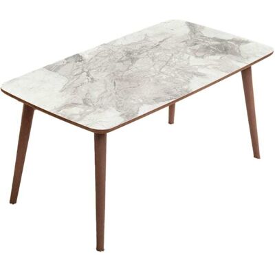 Calicosy Table basse plateau rectangulaire décor marbre blanc l100 cm Blanc 100x45x54cm - Publicité Calicosy Table basse plateau rectangulaire décor marbre blanc l100 cm Blanc 100x45x54cm - Publicité