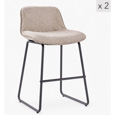 Nordlys Lot de 2 tabourets de bar en métal et velours côtelé gris Gris 50x87x49cm - Publicité Nordlys Lot de 2 tabourets de bar en métal et velours côtelé gris Gris 50x87x49cm - Publicité