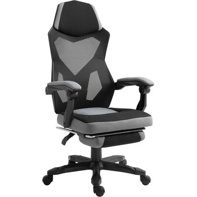 Vinsetto Fauteuil gaming réglable repose-pied tissu maille gris noir Gris 147x310x160cm - Publicité Vinsetto Fauteuil gaming réglable repose-pied tissu maille gris noir Gris 147x310x160cm - Publicité