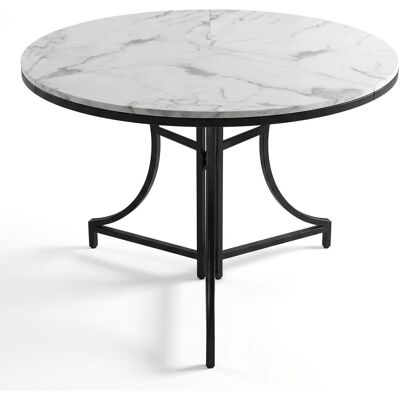 Menzzo Table ronde pliante gain de place ø80cm métal noir et effet marbre Blanc 80x75x80cm - Publicité Menzzo Table ronde pliante gain de place ø80cm métal noir et effet marbre Blanc 80x75x80cm - Publicité