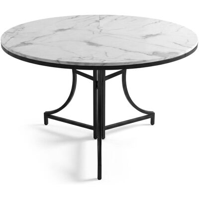 Menzzo Table ronde pliante gain de place ø100cm métal noir et effet marbre Blanc 100x75x100cm - Publicité Menzzo Table ronde pliante gain de place ø100cm métal noir et effet marbre Blanc 100x75x100cm - Publicité
