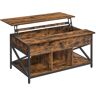 VASAGLE Table basse plateau relevable effet bois marron rustique Marron 60x62x100cm