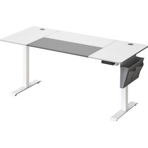 SONGMICS Bureau assis-debout 160 cm effet bois blanc gris Blanc