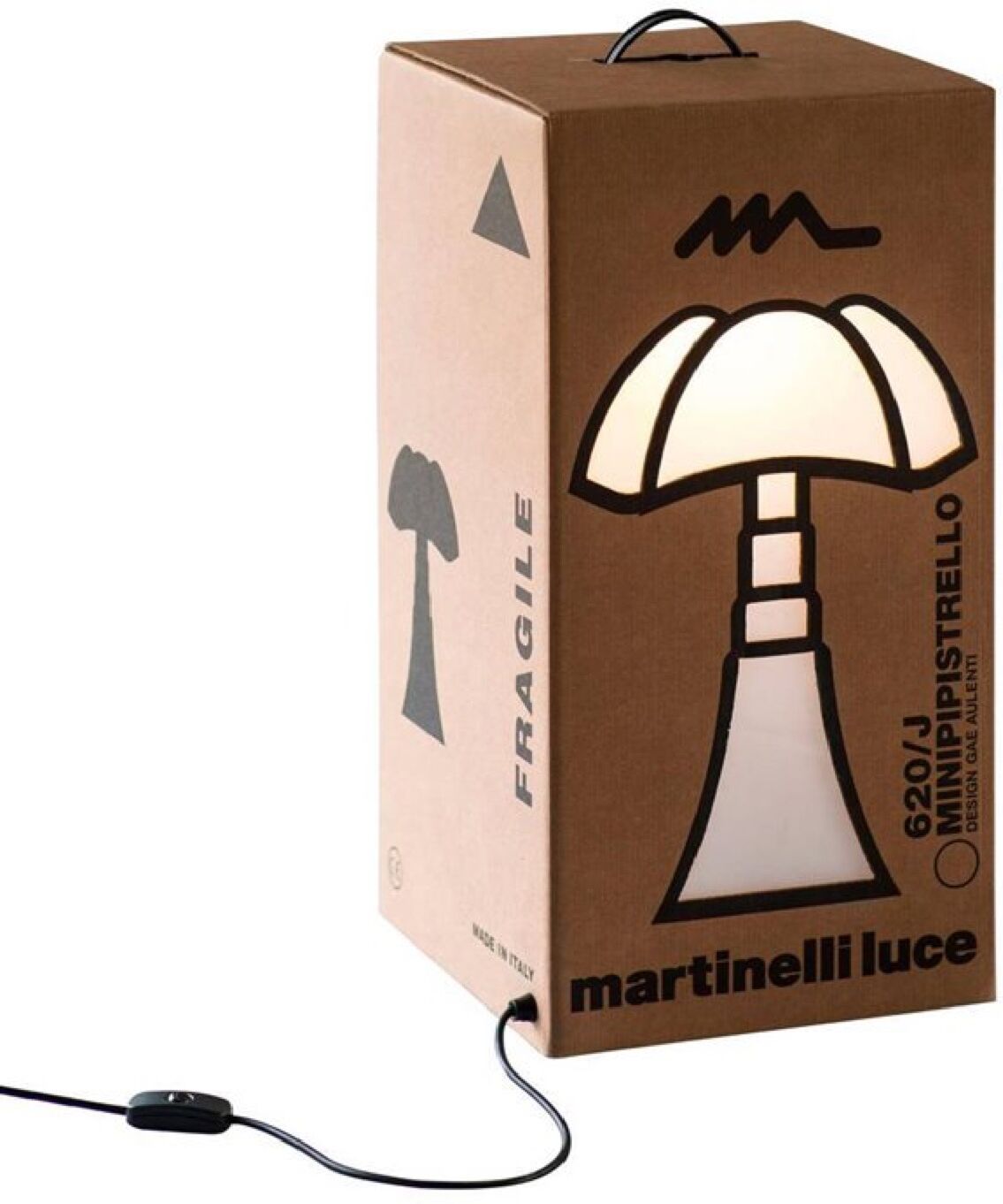 Martinelli Luce Lampe à poser carton Mini Pipistrello H62cm Marron 30x58x30cm