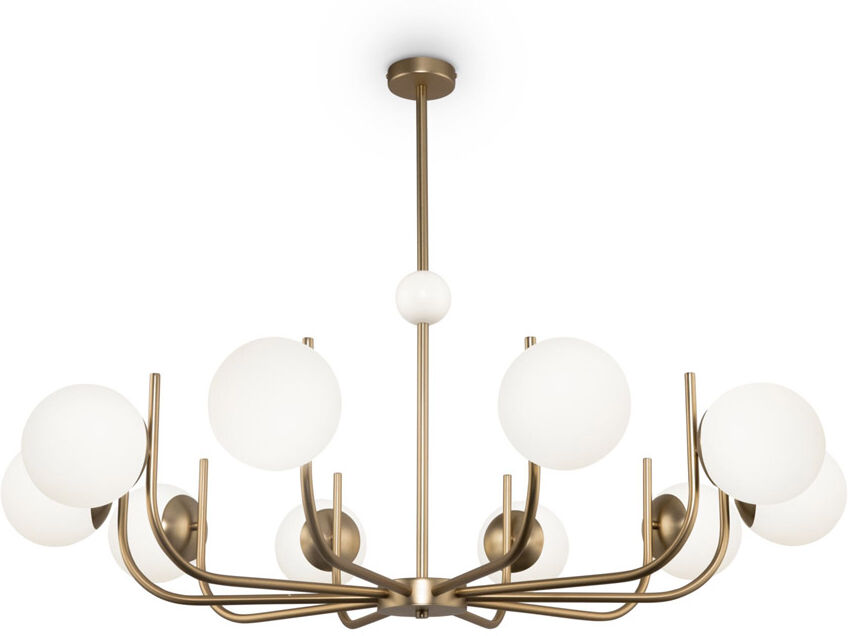 Maytoni Lustre suspension doré 10 lumières avec sphères en verre blanc Blanc 10x14x10cm