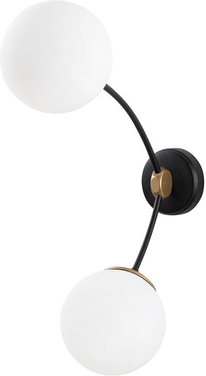 Wonderlamp Applique murale noire simple avec 2 lumières et sphères blanches Noir 15x51x41cm