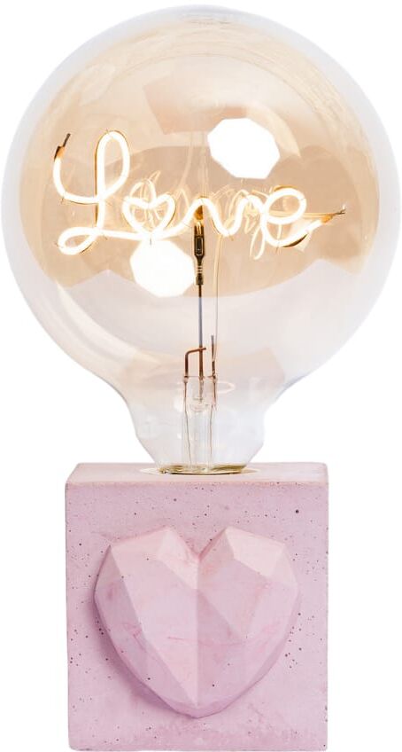 Junny Lampe à poser en béton rose pastel avec son ampoule à message Rose 8x8x8cm