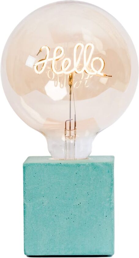 Junny Lampe à poser en béton turquoise avec son ampoule à message Bleu 8x8x8cm