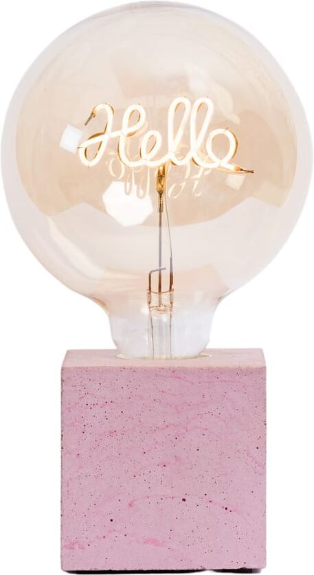 Junny Lampe à poser en béton rose pastel avec son ampoule à message Rose 8x8x8cm