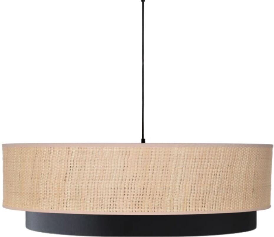 Kauze Luminaires Suspension en raphia beige et coton noir Ø 35cm H25cm Beige 35x25x35cm