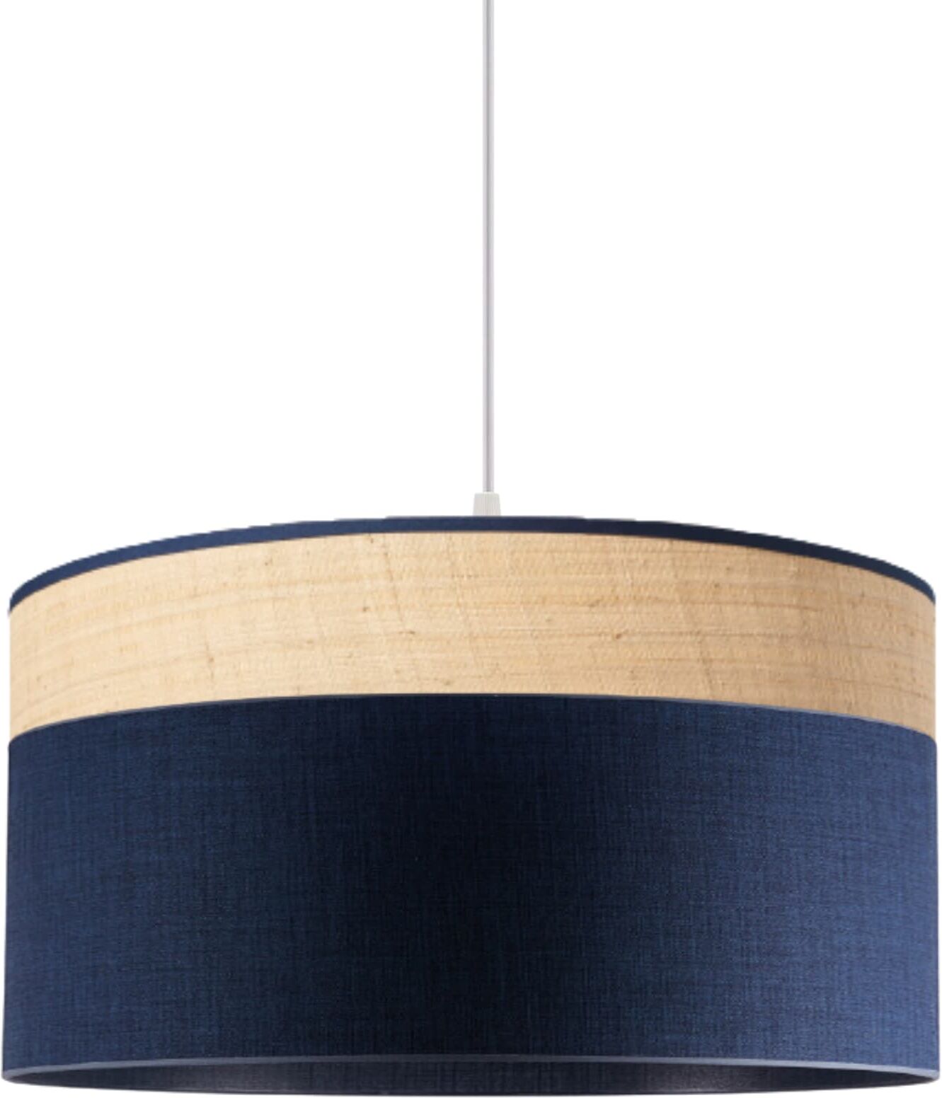 Kauze Luminaires Suspension en lin bleu et bandeau raphia Ø 45cm H25cm Bleu 45x25x45cm