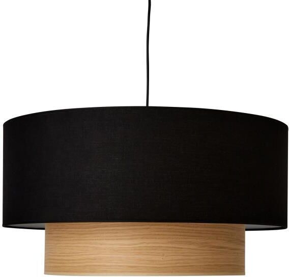 LightOnline Suspension bi-matières coton lin diamètre 60cm noir Noir 60x28x60cm