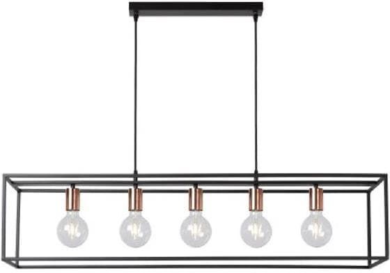 Suspension intérieure Led Arthur 5 points lumineux - Lucide Noir 100x155x25cm