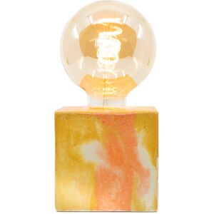 Junny Lampe cube marbré en béton orange & jaune Orange 8x8x8cm