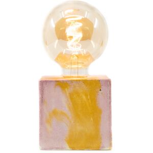 Junny Lampe cube marbré en béton rose & jaune Rose 8x8x8cm