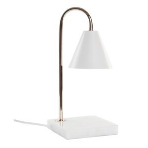 Wadiga Lampe à poser base marbre et métal doré et blanc 15x15x33cm Blanc 15x33x15cm