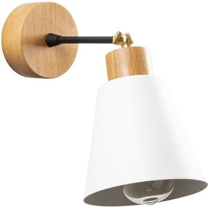 Wonderlamp Applique murale nordique avec base en bois et spot orientable blanc Blanc 14x13x25cm