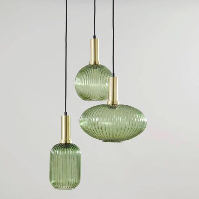 Maisons du Monde Suspension 3 abat-jours en verre vert Vert 50x28x50cm - Publicité Maisons du Monde Suspension 3 abat-jours en verre vert Vert 50x28x50cm - Publicité