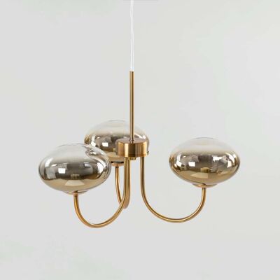 Maisons du Monde Suspension en acier doré avec 3 globes en verre fumé Transparent 51x126.5x51cm - Publicité Maisons du Monde Suspension en acier doré avec 3 globes en verre fumé Transparent 51x126.5x51cm - Publicité