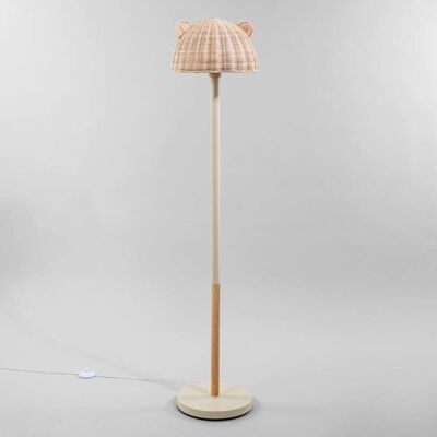 Maisons du Monde Lampadaire en acier beige et abat-jour tête d'ours en rotin, H141 cm Beige 30x141x30cm - Publicité Maisons du Monde Lampadaire en acier beige et abat-jour tête d'ours en rotin, H141 cm Beige 30x141x30cm - Publicité