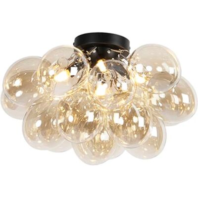 QAZQA Plafonnier design noir verre ambre 4 lampes Doré 40x32x40cm - Publicité QAZQA Plafonnier design noir verre ambre 4 lampes Doré 40x32x40cm - Publicité
