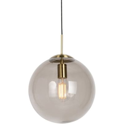 QAZQA Lampe suspendue en laiton avec verre fumé - Design moderne - Publicité QAZQA Lampe suspendue en laiton avec verre fumé - Design moderne - Publicité