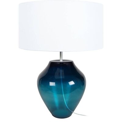 Marque Modèle Bleu/Blanc - Lampe de Table - Base en verre - Style moderne - Publicité Marque Modèle Bleu/Blanc - Lampe de Table - Base en verre - Style moderne - Publicité