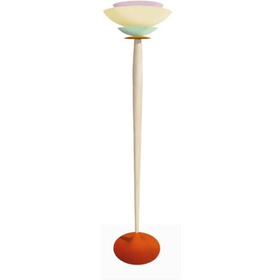 Tosel Lampadaire bois naturel métal orange abat-jour multicolore Beige 40x162x40cm - Publicité Tosel Lampadaire bois naturel métal orange abat-jour multicolore Beige 40x162x40cm - Publicité