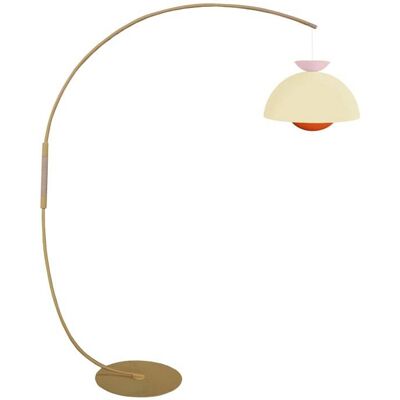 Tosel Lampadaire métal jaune pastel bois naturel abat-jour multicolore Beige 43x195x43cm - Publicité Tosel Lampadaire métal jaune pastel bois naturel abat-jour multicolore Beige 43x195x43cm - Publicité