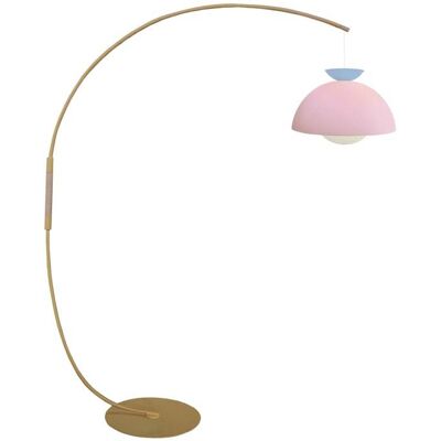 Tosel Lampadaire métal jaune pastel bois naturel abat-jour multicolore Beige 43x195x43cm - Publicité Tosel Lampadaire métal jaune pastel bois naturel abat-jour multicolore Beige 43x195x43cm - Publicité