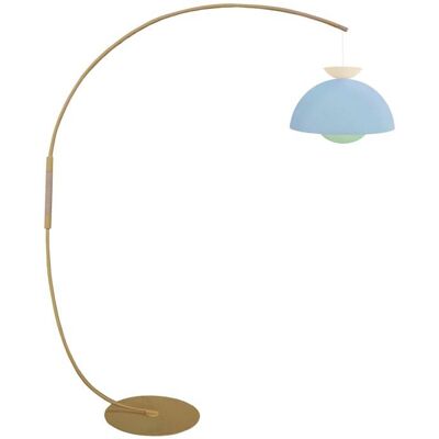 Tosel Lampadaire métal jaune pastel bois naturel abat-jour multicolore Beige 43x195x43cm - Publicité Tosel Lampadaire métal jaune pastel bois naturel abat-jour multicolore Beige 43x195x43cm - Publicité