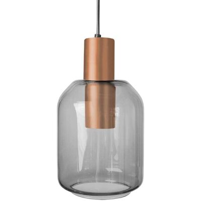 Tosel Suspension métal cuivre abat-jour verre fumé Cuivre 14x100x14cm - Publicité Tosel Suspension métal cuivre abat-jour verre fumé Cuivre 14x100x14cm - Publicité