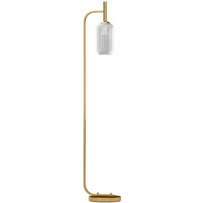 Homcom Lampadaire sur pied 152 cm avec abat-jour verre texturé métal or Doré 29x153x25cm - Publicité Homcom Lampadaire sur pied 152 cm avec abat-jour verre texturé métal or Doré 29x153x25cm - Publicité