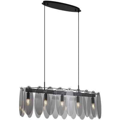 QAZQA Suspension design noire verre fumé ovale 5 lampes Noir 91x150x34cm - Publicité QAZQA Suspension design noire verre fumé ovale 5 lampes Noir 91x150x34cm - Publicité