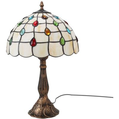 Alpinaluz Lampe de table en verre mosaïque blanc et métal Ø 30cm Blanc 30x49x30cm - Publicité Alpinaluz Lampe de table en verre mosaïque blanc et métal Ø 30cm Blanc 30x49x30cm - Publicité