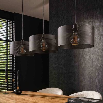 Maison et Styles Suspension 3 lampes 120x30x150 cm en métal noir Noir 120x150x30cm - Publicité Maison et Styles Suspension 3 lampes 120x30x150 cm en métal noir Noir 120x150x30cm - Publicité
