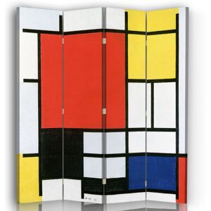 Legendarte Paravent composition avec large plan rouge Mondrian 145x180cm (4x) Multicolore 145x170x2cm