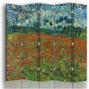 Legendarte Paravent Le Champ des Coquelicots - Van Gogh cm 180x170 (5 volets) Rouge 180x170x2cm