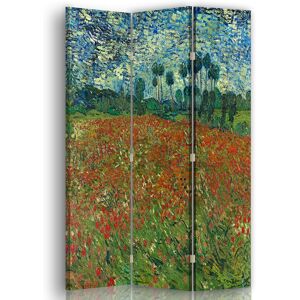 Legendarte Paravent Le Champ des Coquelicots - Van Gogh 110x150cm (3 volets) Rouge 110x150x2cm