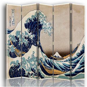 Legendarte Paravent La Grande Vague de Kanagawa - K. Hokusai cm 180x170 (5x) Bleu 180x170x2cm