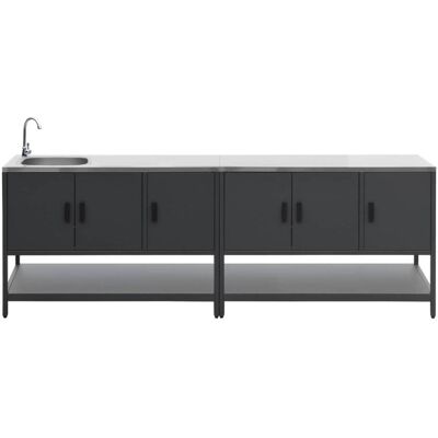 sweeek Cuisine extérieure 2 modules acier inoxydable noir Noir 120x112x51cm - Publicité sweeek Cuisine extérieure 2 modules acier inoxydable noir Noir 120x112x51cm - Publicité