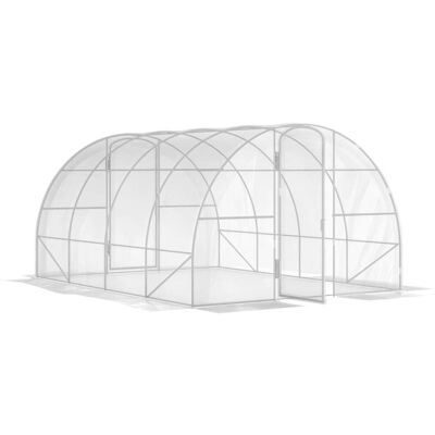 Outsunny Serre tunnel 12 m² 2 portes acier galvanisé PE transparent Transparent 395x195x295cm - Publicité Outsunny Serre tunnel 12 m² 2 portes acier galvanisé PE transparent Transparent 395x195x295cm - Publicité