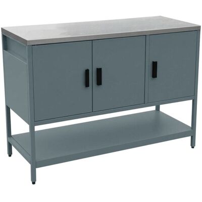 sweeek Cuisine d'extérieure acier bleu gris 3 portes,1 étagère Bleu 120x87x49cm - Publicité sweeek Cuisine d'extérieure acier bleu gris 3 portes,1 étagère Bleu 120x87x49cm - Publicité