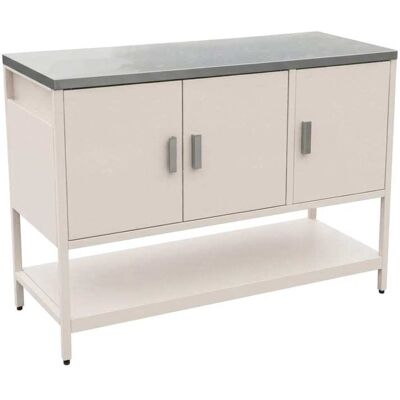 sweeek Cuisine d'extérieure acier beige 3 portes,1 étagère Beige 120x87x49cm - Publicité sweeek Cuisine d'extérieure acier beige 3 portes,1 étagère Beige 120x87x49cm - Publicité