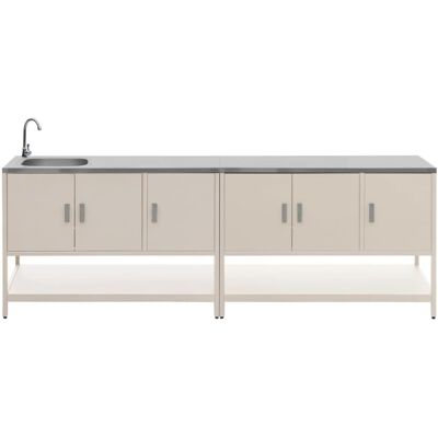 sweeek Cuisine extérieure 2 modules acier inoxydable beige Beige 120x112x51cm - Publicité sweeek Cuisine extérieure 2 modules acier inoxydable beige Beige 120x112x51cm - Publicité