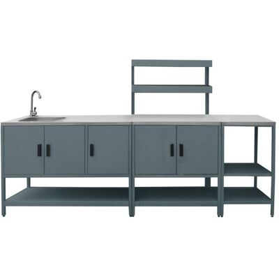sweeek Cuisine extérieure 3 modules en acier inoxydable bleu gris Bleu 120x112x51cm - Publicité sweeek Cuisine extérieure 3 modules en acier inoxydable bleu gris Bleu 120x112x51cm - Publicité