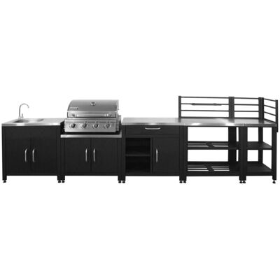 sweeek Cuisine extérieure 5 modules en acier inoxydable argenté Gris 73x48x50cm - Publicité sweeek Cuisine extérieure 5 modules en acier inoxydable argenté Gris 73x48x50cm - Publicité